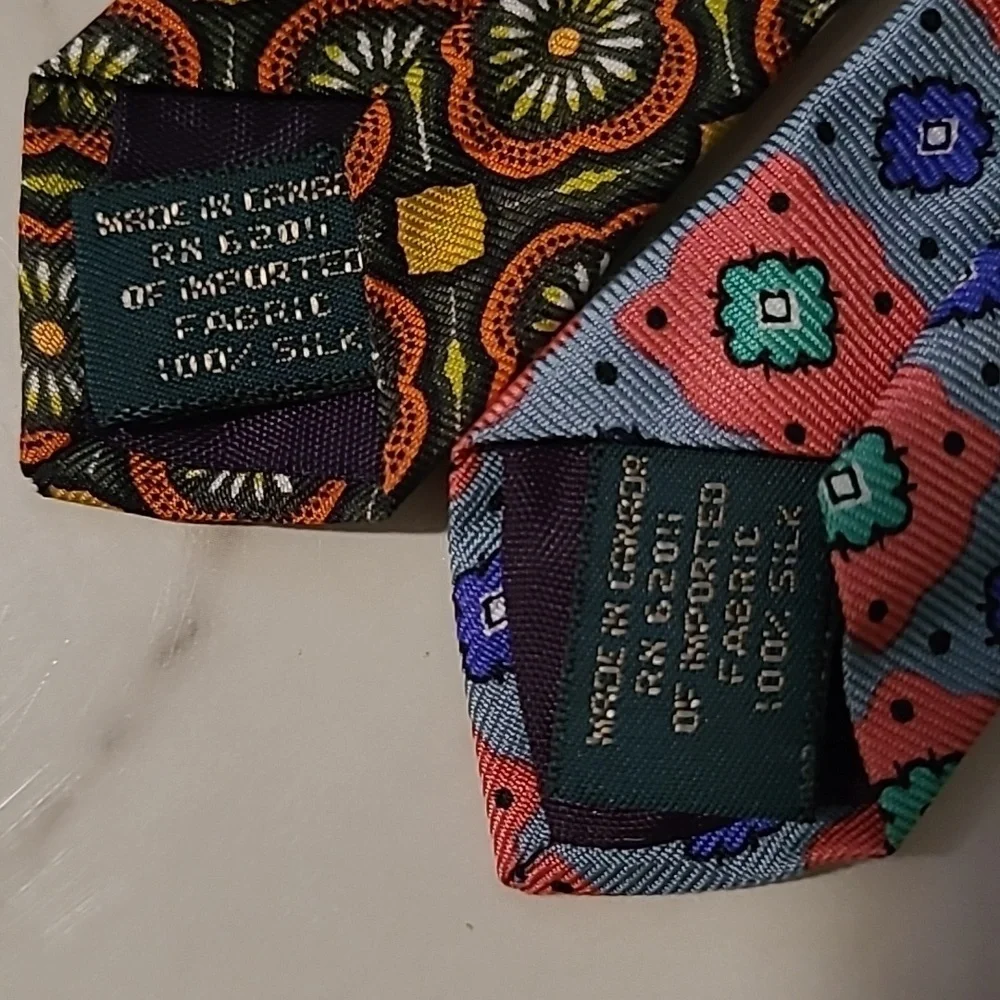 J. Crew Men's SILK Patterned Ties Multicolor Set (2) Career Professional Preppy